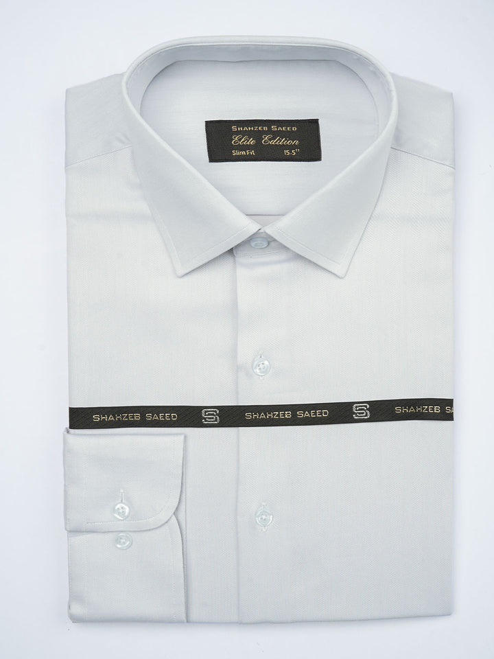 Light Grey Self, Elite Edition, French Collar Men’s Formal Shirt (FS-738)