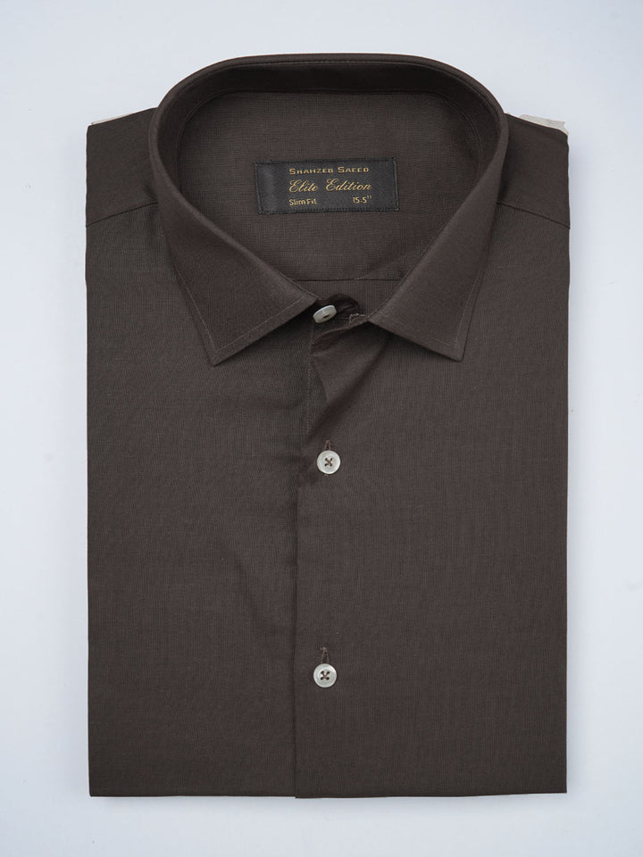 Dark Brown Plain, Elite Edition, French Collar Men’s Formal Shirt (FS-741)