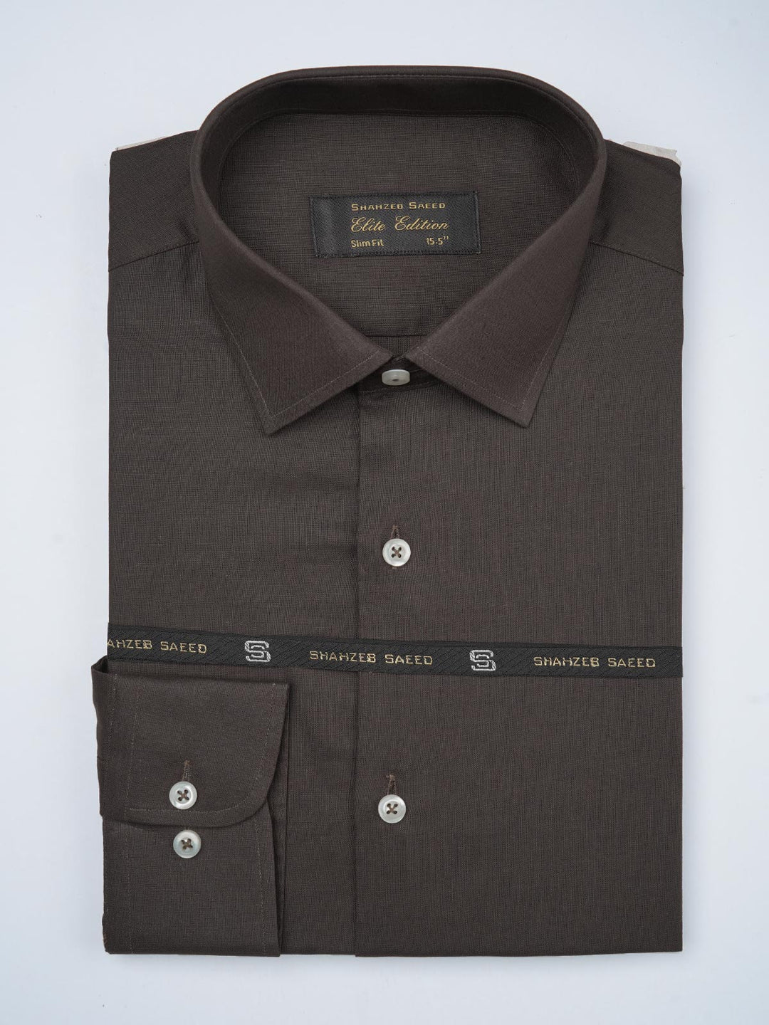 Dark Brown Plain, Elite Edition, French Collar Men’s Formal Shirt (FS-741)