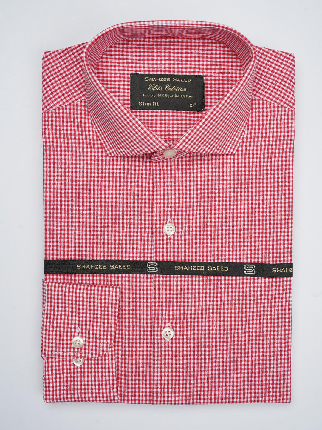 White & Red Micro Checkered, Elite Edition, Cutaway Collar Men’s Formal Shirt (FS-745)