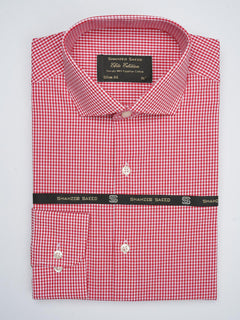 White & Red Micro Checkered, Elite Edition, Cutaway Collar Men’s Formal Shirt (FS-745)