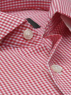White & Red Micro Checkered, Elite Edition, Cutaway Collar Men’s Formal Shirt (FS-745)