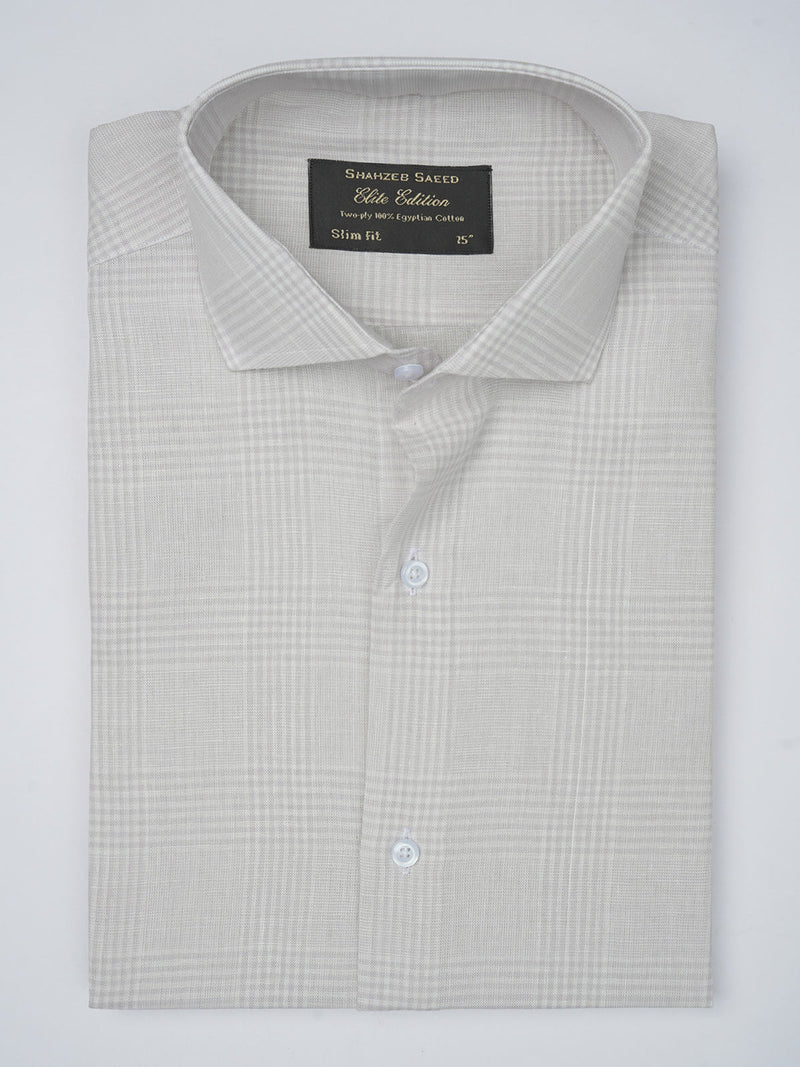 Beige Self Checkered, Elite Edition, Cutaway Collar Men’s Formal Shirt (FS-746)