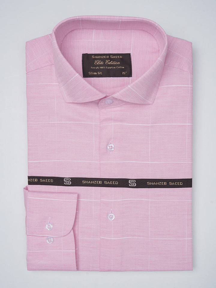 Light Pink Self Checkered, Elite Edition, Cutaway Collar Men’s Formal Shirt (FS-748)