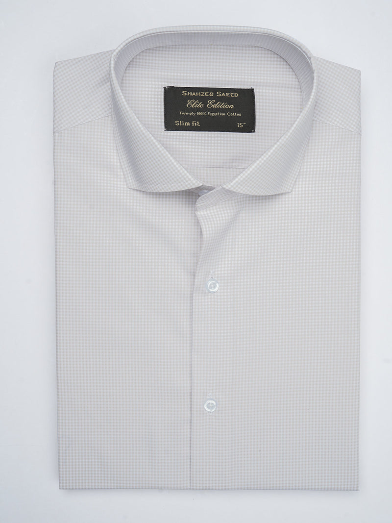 Beige Micro Checkered, Elite Edition, Cutaway Collar Men’s Formal Shirt (FS-749)