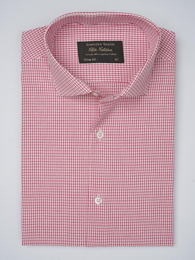 Red & White Checkered, Elite Edition, Cutaway Collar Men’s Formal Shirt (FS-750)