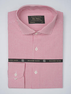 Red & White Checkered, Elite Edition, Cutaway Collar Men’s Formal Shirt (FS-750)