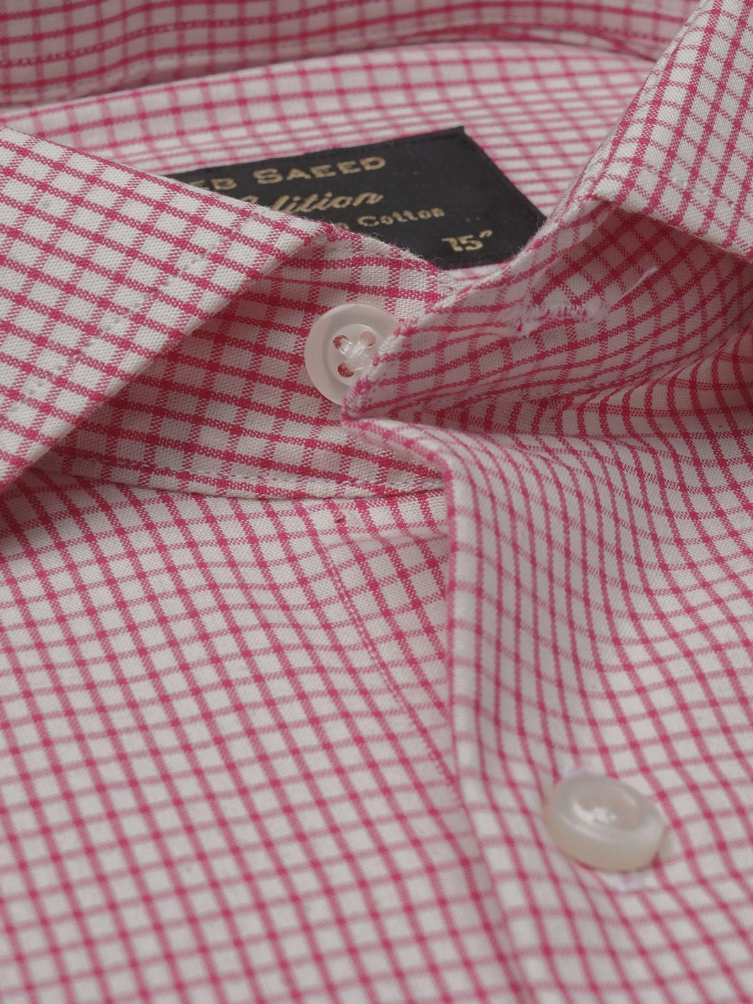 Red & White Checkered, Elite Edition, Cutaway Collar Men’s Formal Shirt (FS-750)