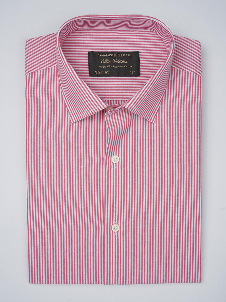 Red & White Striped, Elite Edition, French Collar Men’s Formal Shirt (FS-759)