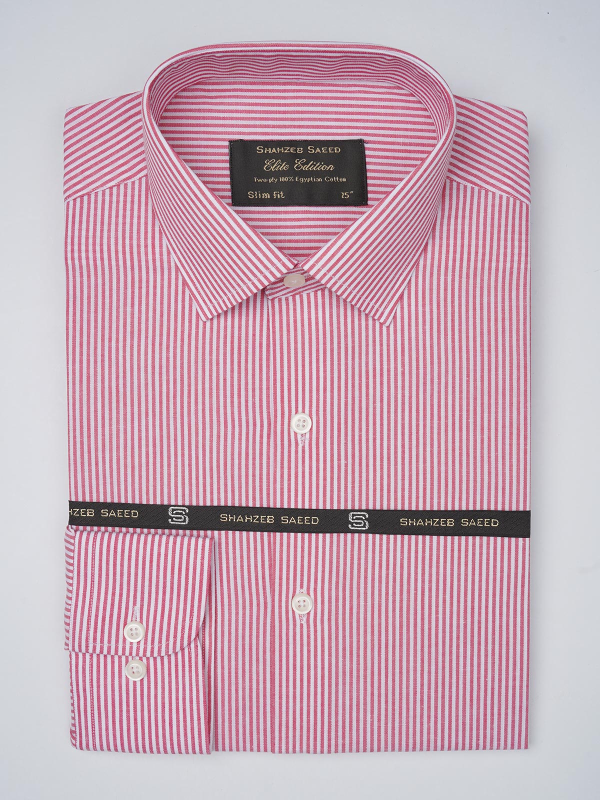 Red & White Striped, Elite Edition, French Collar Men’s Formal Shirt (FS-759)