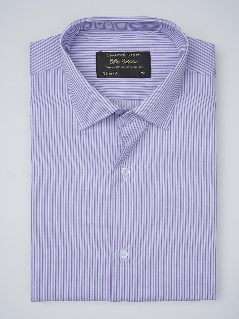 Purple & White Self Striped, Elite Edition, French Collar Men’s Formal Shirt (FS-760)