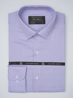 Purple & White Self Striped, Elite Edition, French Collar Men’s Formal Shirt (FS-760)