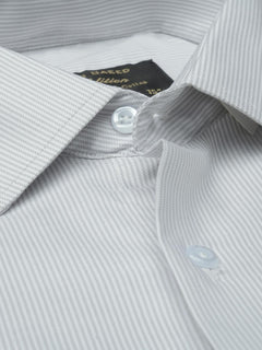 Light Grey Self Striped, Elite Edition, French Collar Men’s Formal Shirt (FS-764)