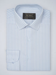 Light Blue & White Striped, Elite Edition, French Collar Men’s Formal Shirt (FS-765)