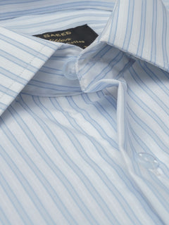 Light Blue & White Striped, Elite Edition, French Collar Men’s Formal Shirt (FS-765)