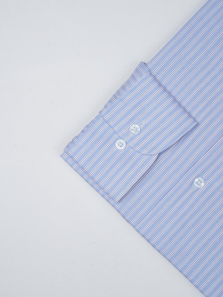 Light Blue Self Striped, Elite Edition, French Collar Men’s Formal Shirt (FS-766)