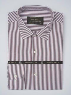 Brown & White Striped, Elite Edition, French Collar Men’s Formal Shirt (FS-768)