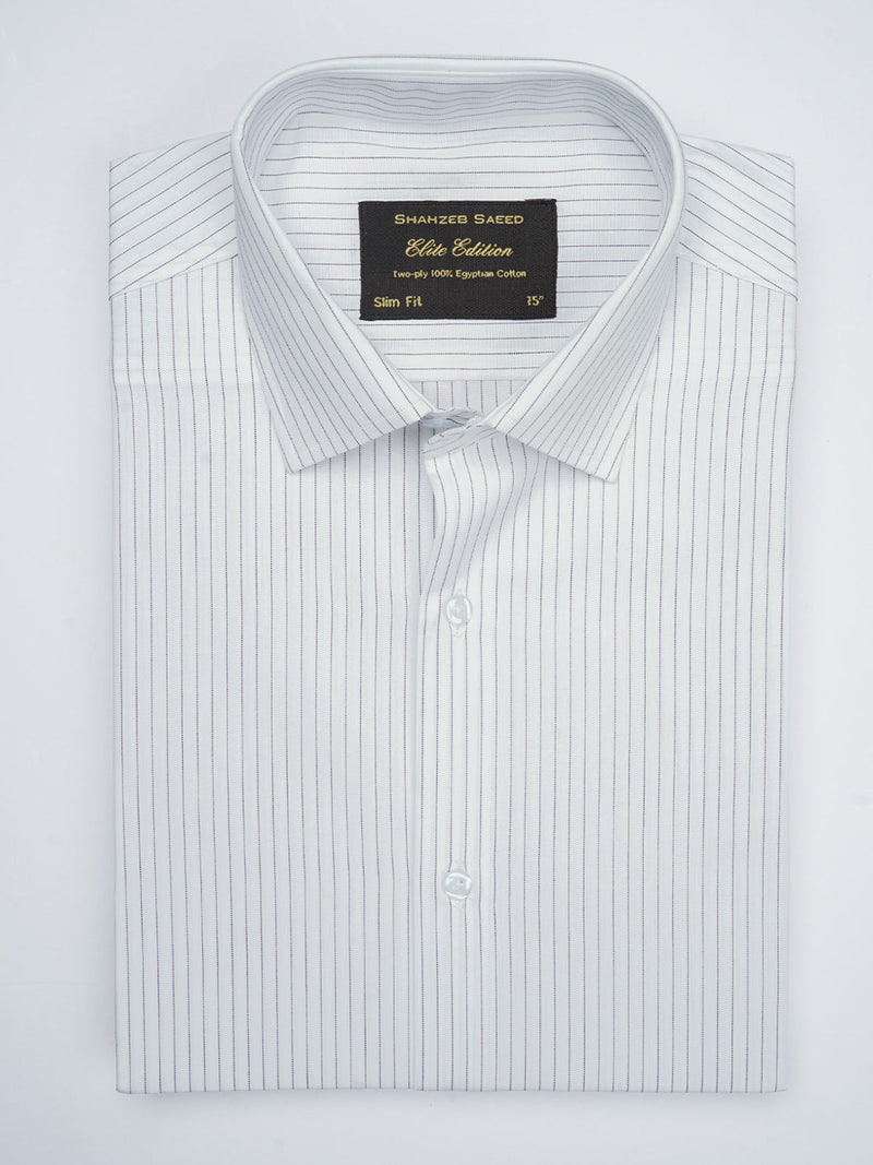 Black & White Striped, Elite Edition, French Collar Men’s Formal Shirt (FS-770)