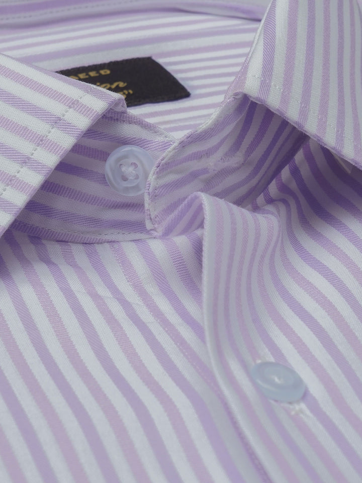 Purple & White Striped, Elite Edition, French Collar Men’s Formal Shirt (FS-772)