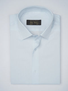 Light Blue & White Striped, Elite Edition, French Collar Men’s Formal Shirt (FS-779)