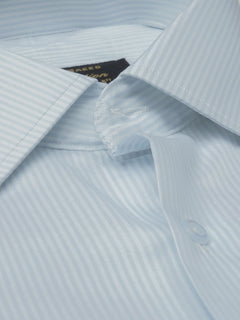 Light Blue & White Striped, Elite Edition, French Collar Men’s Formal Shirt (FS-779)