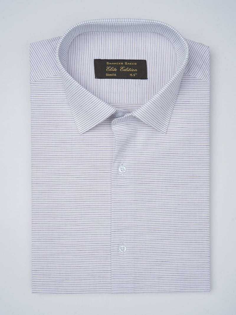White & Purple Striped, Elite Edition, French Collar Men’s Formal Shirt (FS-781)