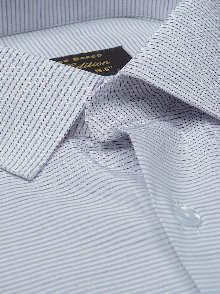 White & Purple Striped, Elite Edition, French Collar Men’s Formal Shirt (FS-781)