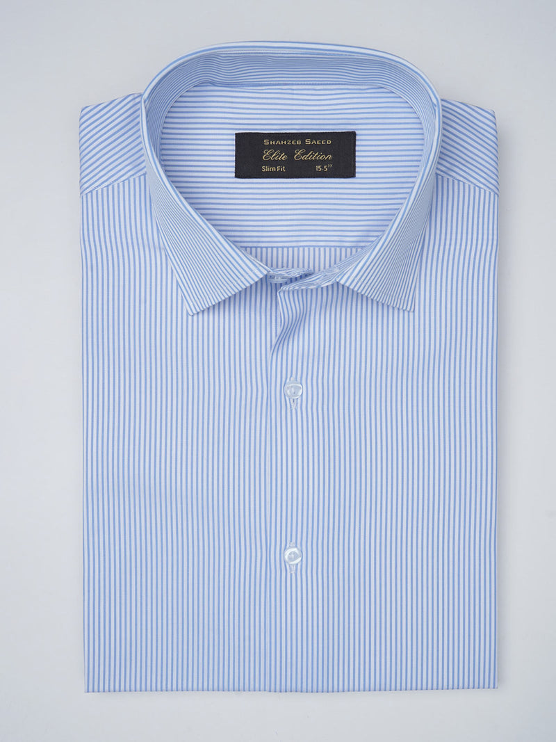 White & Blue Striped, Elite Edition, French Collar Men’s Formal Shirt (FS-782)