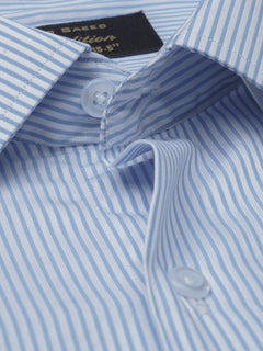 White & Blue Striped, Elite Edition, French Collar Men’s Formal Shirt (FS-782)