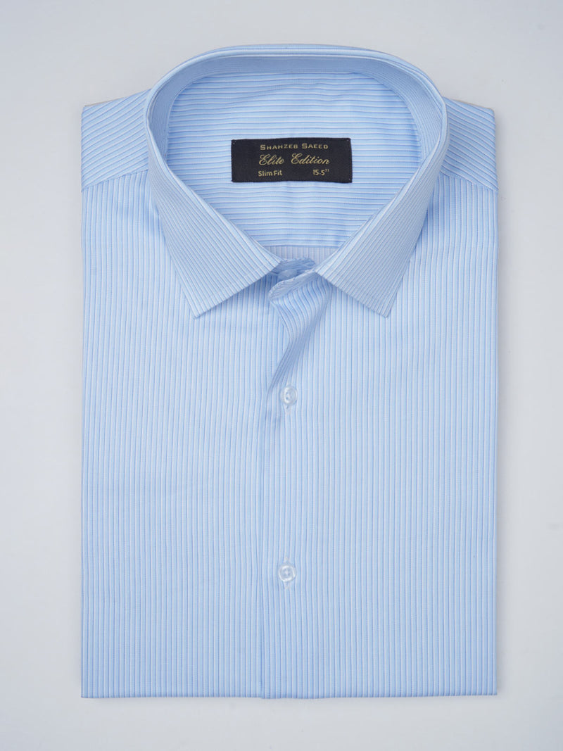 Blue Self Striped, Elite Edition, French Collar Men’s Formal Shirt (FS-783)