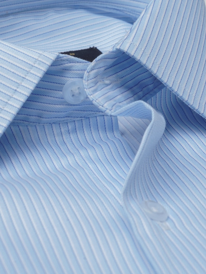 Blue Self Striped, Elite Edition, French Collar Men’s Formal Shirt (FS-783)