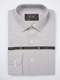 Grey & White Striped, Elite Edition, French Collar Men’s Formal Shirt (FS-785)