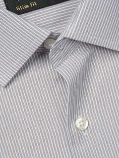 Grey & White Striped, Elite Edition, French Collar Men’s Formal Shirt (FS-785)