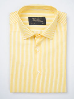 Yellow & White Striped, Elite Edition, French Collar Men’s Formal Shirt (FS-787)