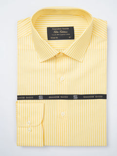 Yellow & White Striped, Elite Edition, French Collar Men’s Formal Shirt (FS-787)