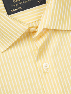 Yellow & White Striped, Elite Edition, French Collar Men’s Formal Shirt (FS-787)