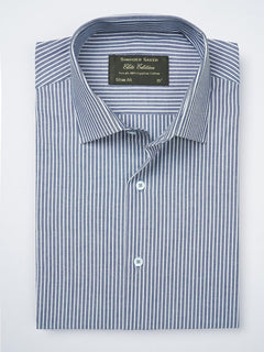 Blue & White Striped, Elite Edition, French Collar Men’s Formal Shirt (FS-791)