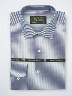 Blue & White Striped, Elite Edition, French Collar Men’s Formal Shirt (FS-791)