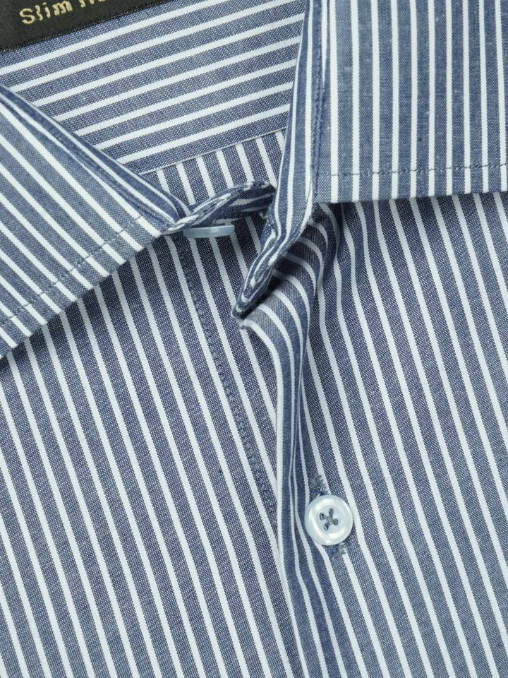 Blue & White Striped, Elite Edition, French Collar Men’s Formal Shirt (FS-791)