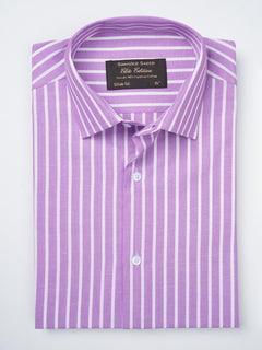 Purple & White Striped, Elite Edition, French Collar Men’s Formal Shirt (FS-792)