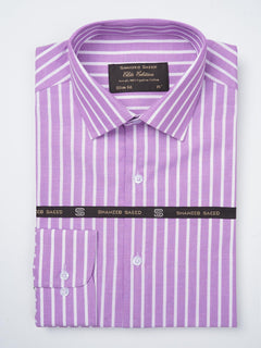 Purple & White Striped, Elite Edition, French Collar Men’s Formal Shirt (FS-792)