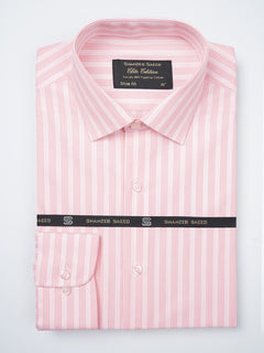 Pink & White Striped, Elite Edition, French Collar Men’s Formal Shirt (FS-793)
