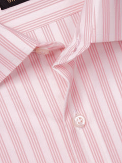 Pink & White Striped, Elite Edition, French Collar Men’s Formal Shirt (FS-793)