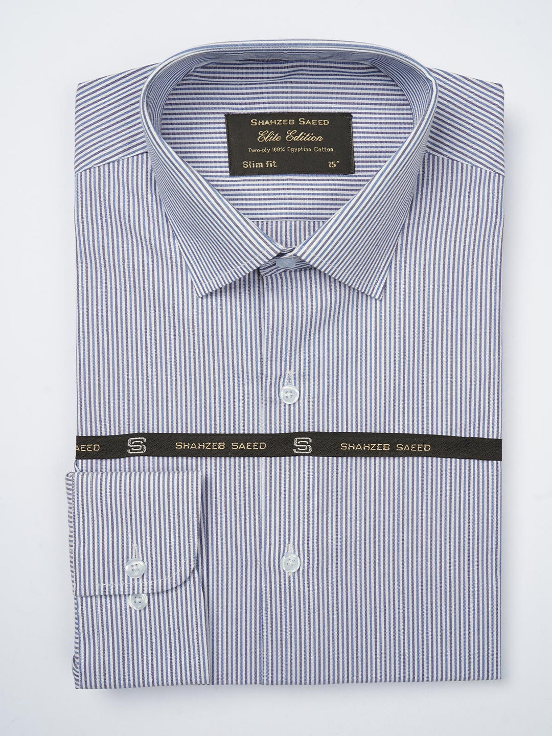 Blue & White Striped, Elite Edition, French Collar Men’s Formal Shirt (FS-794)