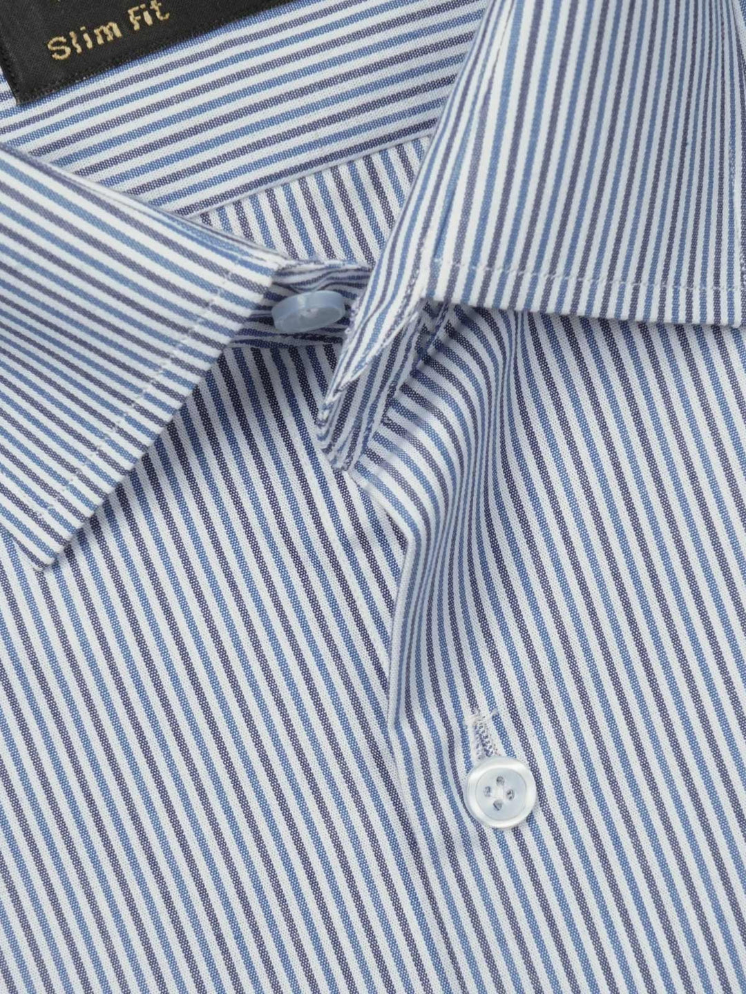 Blue & White Striped, Elite Edition, French Collar Men’s Formal Shirt (FS-794)