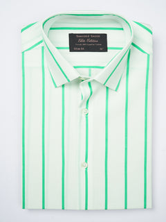 Light Green & White Striped, Elite Edition, French Collar Men’s Formal Shirt (FS-796)