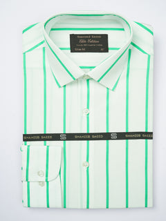 Light Green & White Striped, Elite Edition, French Collar Men’s Formal Shirt (FS-796)