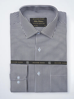 Black & White Striped, Elite Edition, French Collar Men’s Formal Shirt (FS-797)