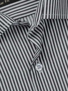 Black & White Striped, Elite Edition, French Collar Men’s Formal Shirt (FS-797)