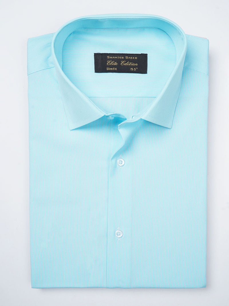 Aqua Blue Self Striped, Elite Edition, French Collar Men’s Formal Shirt (FS-799)
